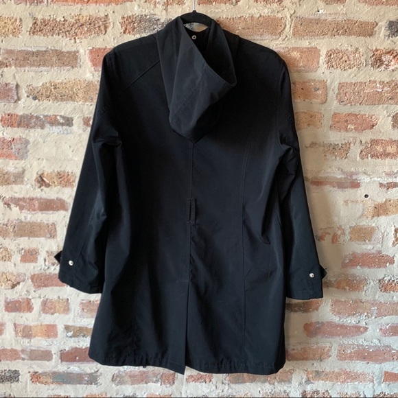 London Fog Long Hooded Raincoat Black Large - Picture 3 of 10